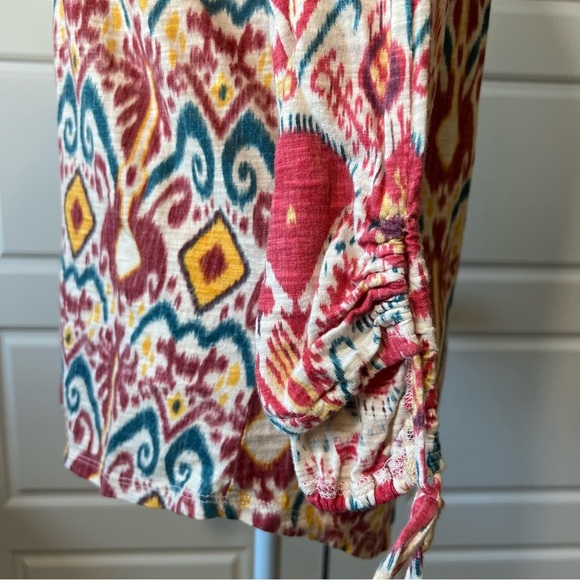 Lucky Print Blouse Long Sleeve Bohemian Tunic Top‎ Colorful Pattern Size Medium - Picture 4 of 6